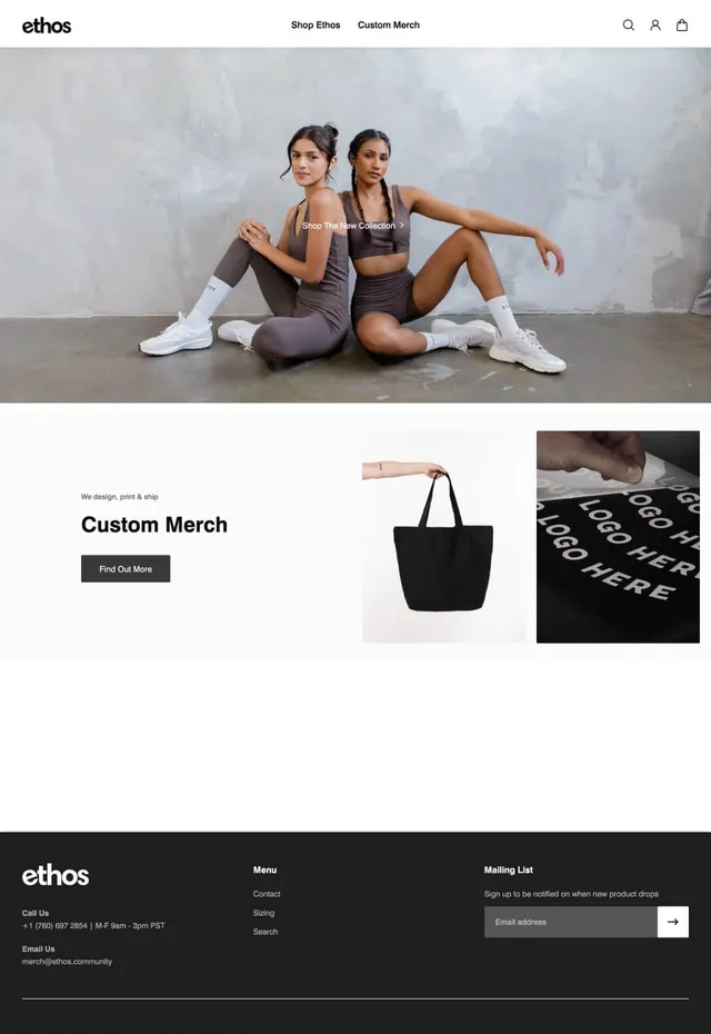 Customer store: ETHOS
