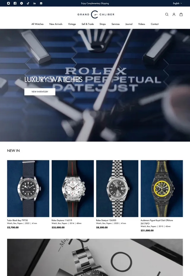 Customer store: Grand caliber