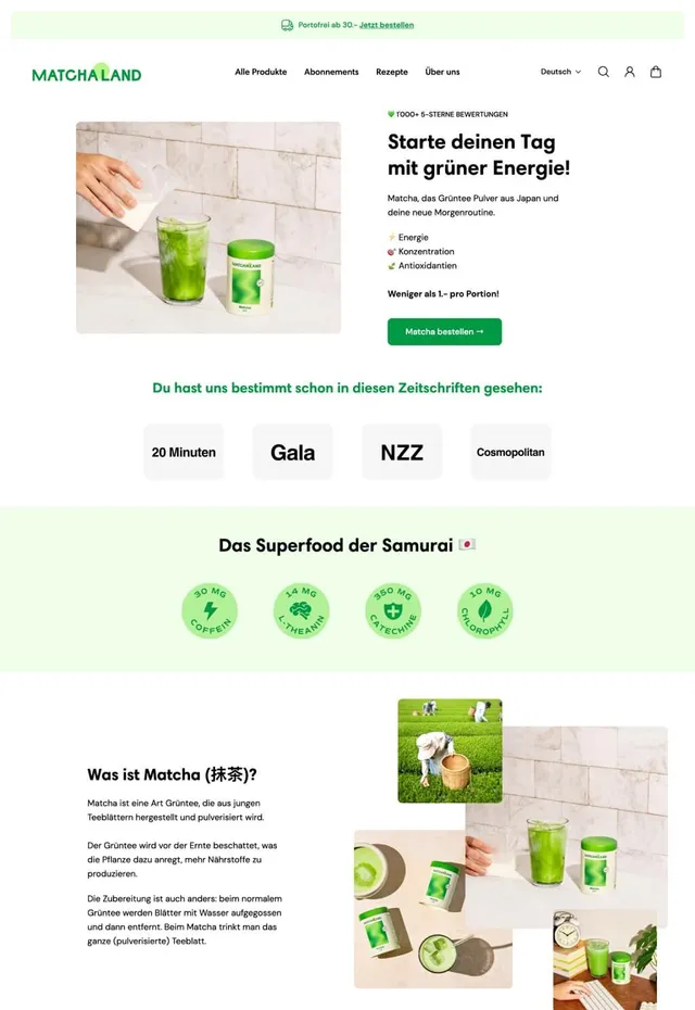 Customer store: MatchaLand