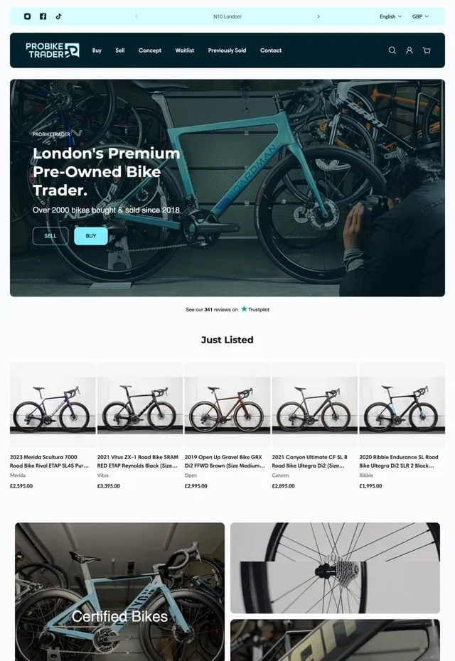 Customer store: Probiketrader