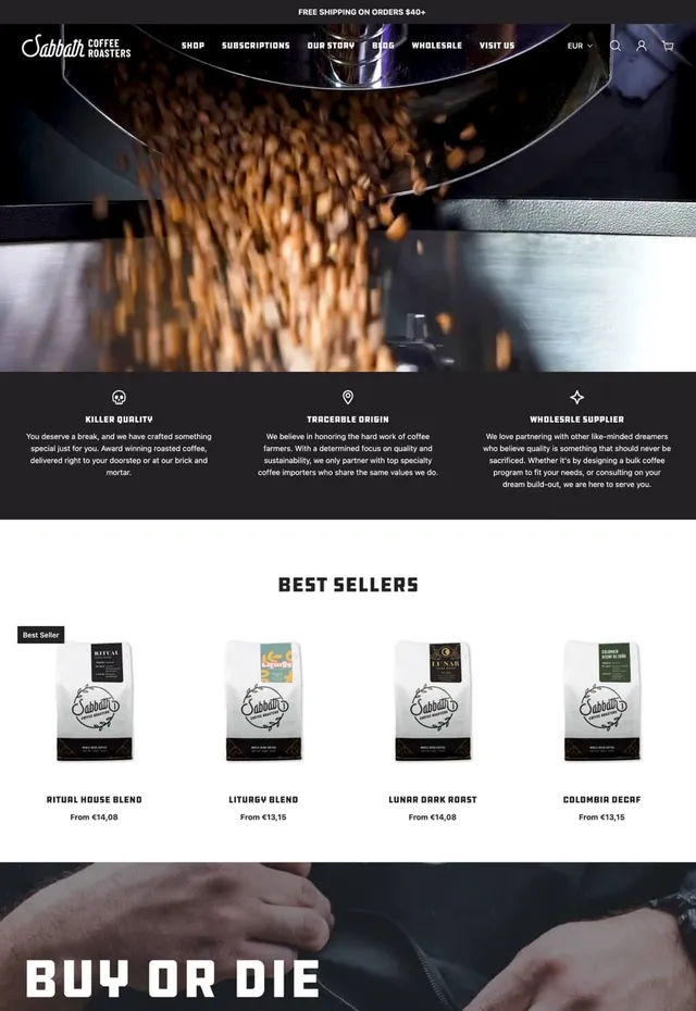 Customer store: Sabbath Coffee Roasters