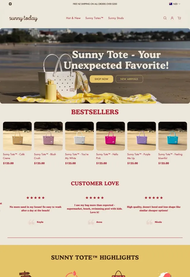 Customer store: Sunny Today