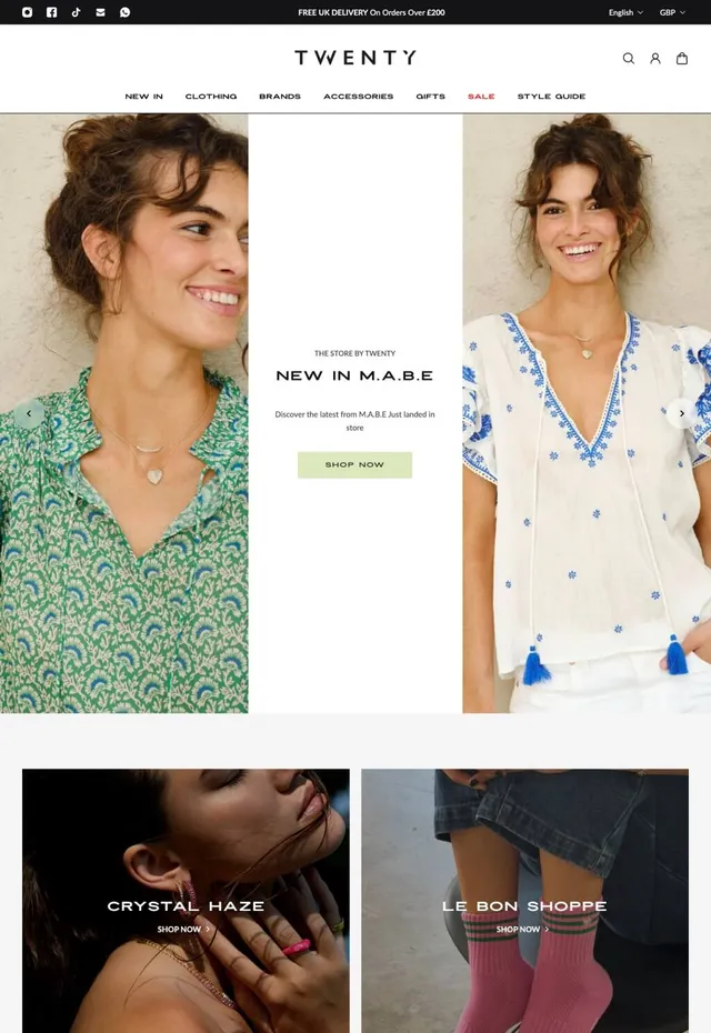 Customer store: TWENTY
